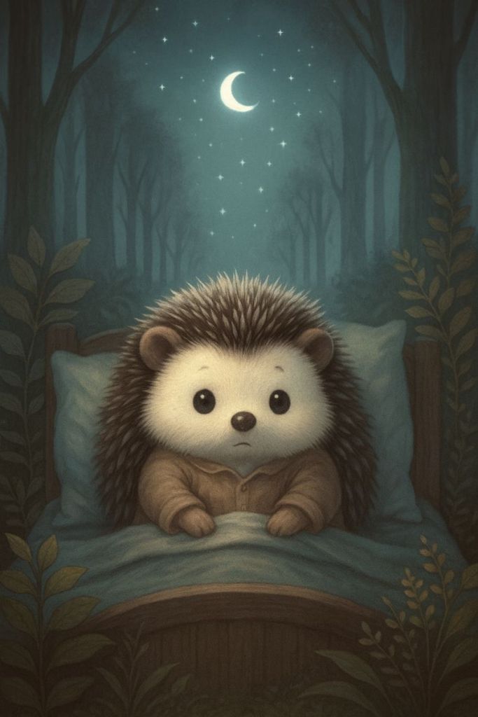 Rocco the hegehog nel suo lettino sotto le stelle. la note, che non riesce a dormire