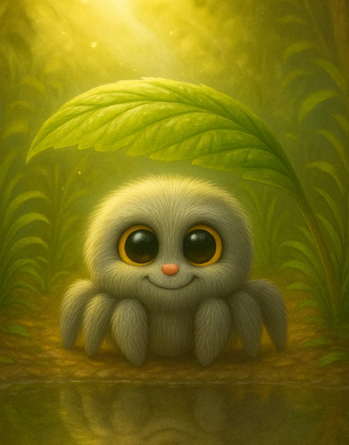 Nello the Spider and the Big Rainstorm Nello il ragnetto soddisfatto di aver aiutato i suoi amici