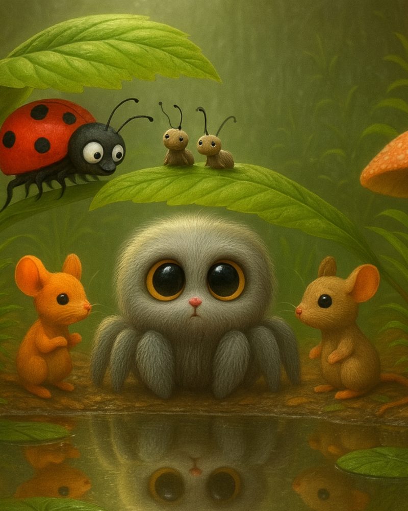 Nello the Spider and the Big Rainstorm Nello il ragnetto insieme ai suoi amici. la coccinella , le formichine e i topolini trovano una grande pozzanghera