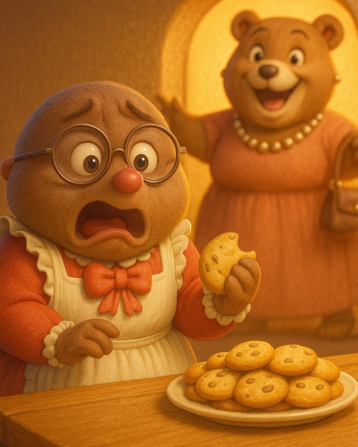 I BISCOTTI DI TALPA TEA: TEA ASSAGGIA I BISCOTTI MA SI ACCORGE CHE HA MESSO TROPPO MIELE : SULLA PORTA COMPARARE LA GROSSA E ALLEGRA ORSA OLGA