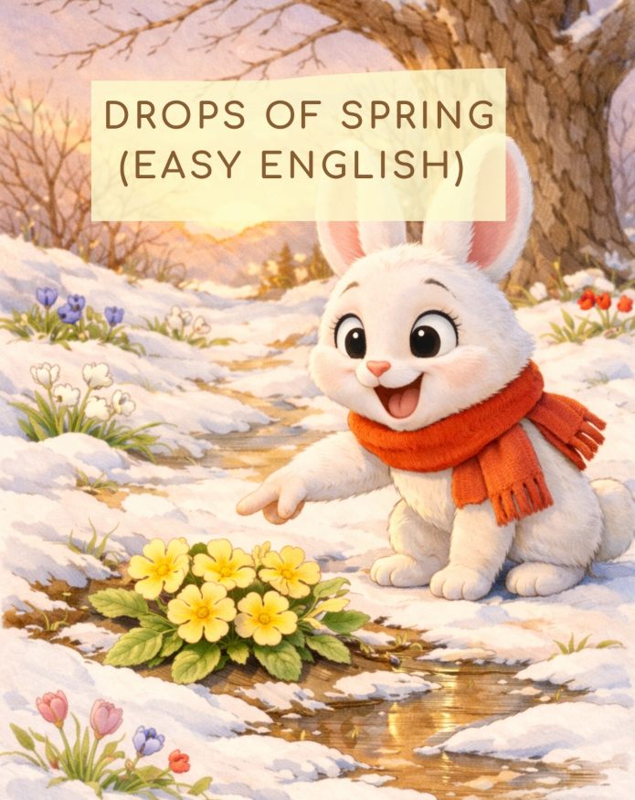 copertina della versione inglese di gocce di primavera drops of spring (easy english)
