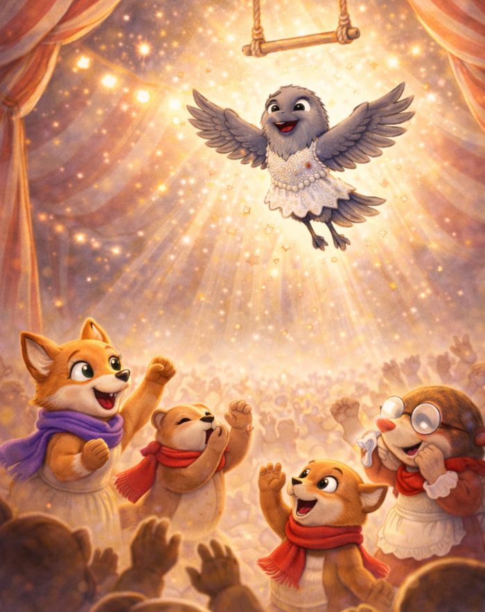 CORNACCHIA CHIARA VOLA FELICE SUL TRAPEZIO DEL CIRCO DELLA MEZZALUNA MENTRE SOTTO GLI SPETTATORI APPLAUDONO