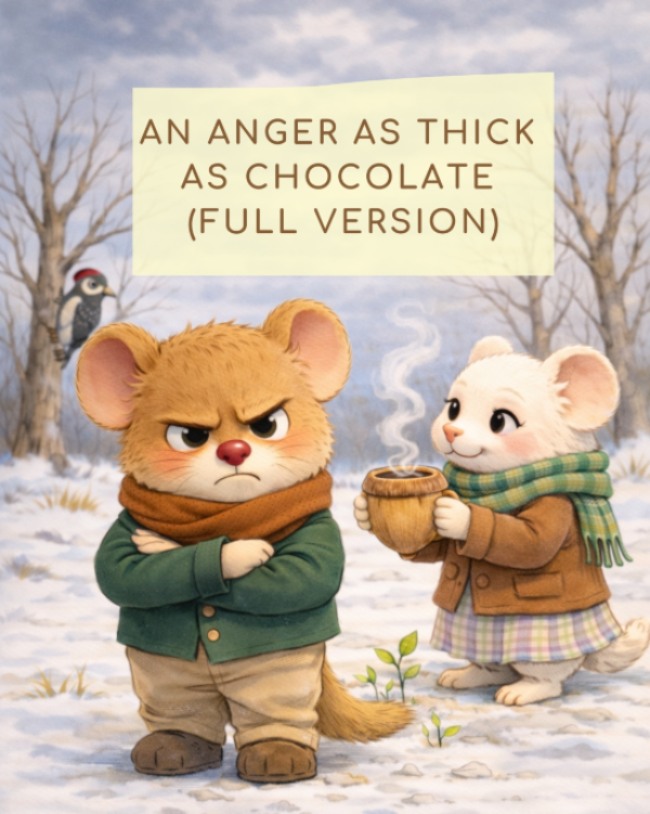 Copertina con titolo in inglese "An anger thick as chocolat" Full version- una rabbia densa come la cioccolata - versione completa