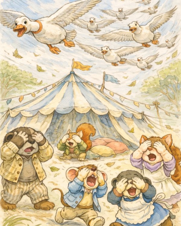 iL RITORNO DI OCA BIANCA: L'ATTERRAGGIO è PERICOLOSO, TROPPO VICINO E GLI AMICI DEL BOSCO SI TAPPANO GLI OCCHI PER LA PAURA